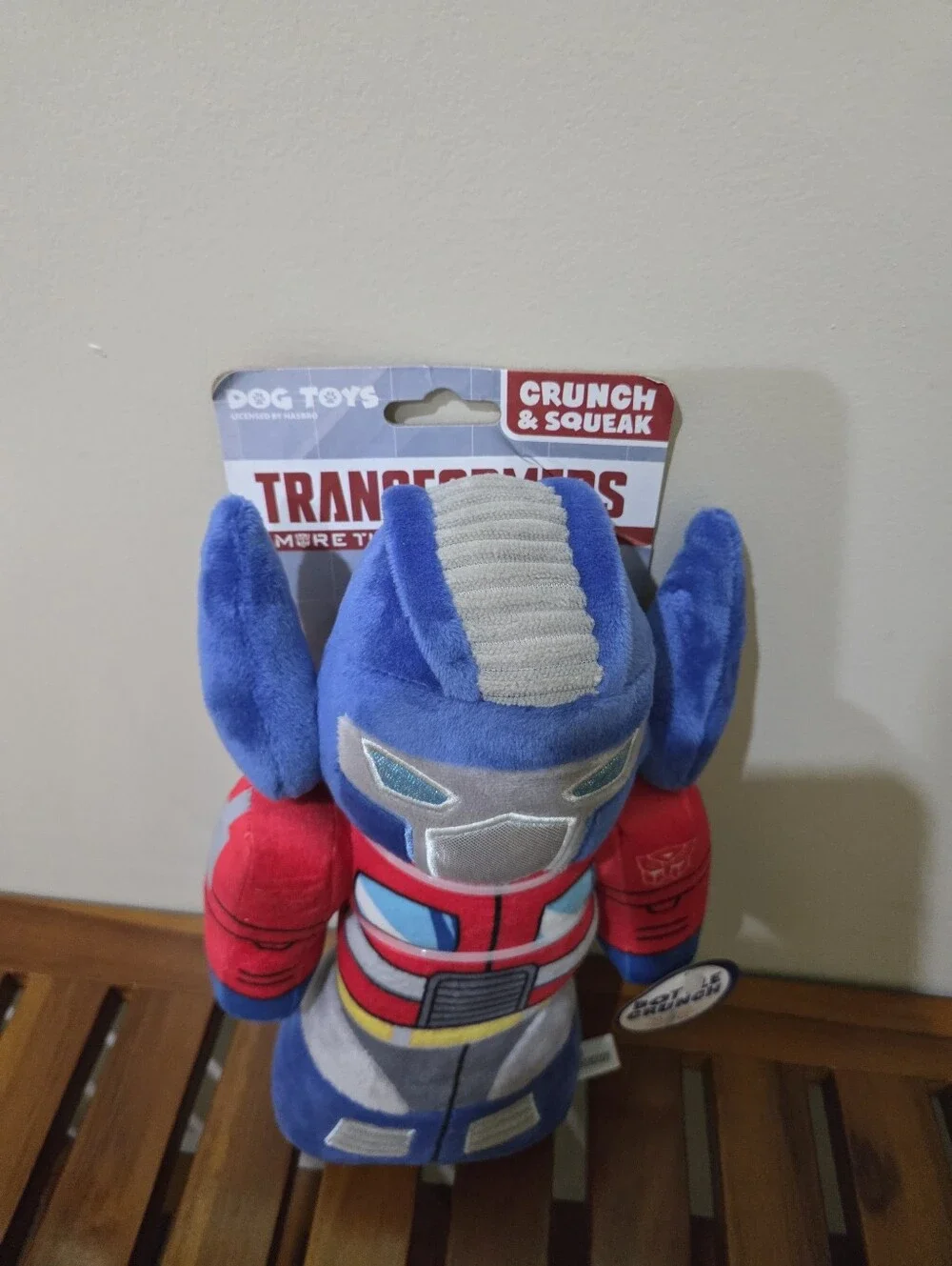 Transformers Plush Bottle Crunch Dog Toy - Blue & Red NEW